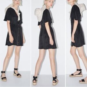 Zara Flutter Sleeve Black Mini Dress